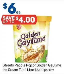 Foodland Streets Paddle Pop or Golden Gaytime Ice Cream Tub offer