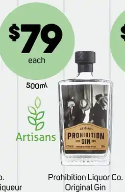 Foodland Prohibition Liquor Co. Original Gin offer