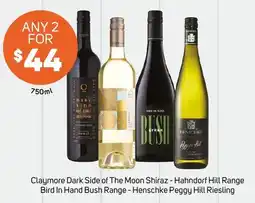 Foodland Claymore Dark Side of The Moon Shiraz - Hahndorf Hill Range Bird In Hand Bush Range - Henschke Peggy Hill Riesling offer