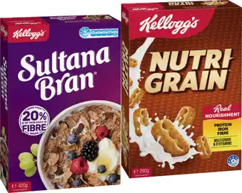 IGA Kellogg’s Cereal Nutri‑Grain 290g, Sultana Bran 420g or Special K Original 300g offer