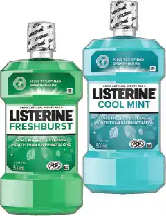 IGA Listerine Mouthwash Fresher & Cleaner Selected Varieties offer