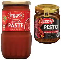 IGA Leggo’s Tomato Paste 500g, Sundried Tomato or Basil Pesto 190g Selected Varieties offer