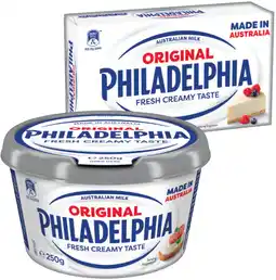 IGA Philadelphia Cream Cheese Block or Spreadable Tub 250g Selected Varieties offer