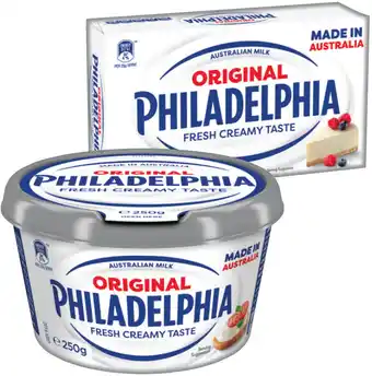 IGA Philadelphia Cream Cheese Block or Spreadable Tub 250g Selected Varieties offer