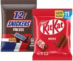 IGA Nestlé KitKat, Snickers or Milkybar Fun Size 11 Pack Selected Varieties offer