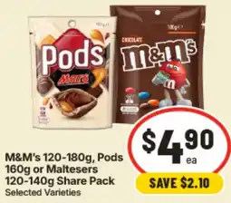IGA M&Ms Pods or Maltesers Share Pack offer
