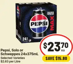 IGA Pepsi Solo or Schweppes offer