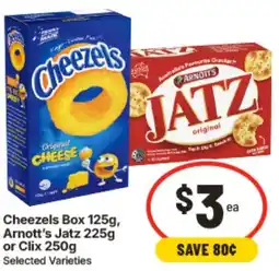 IGA Cheezels Box Arnotts Jatz or Clix offer