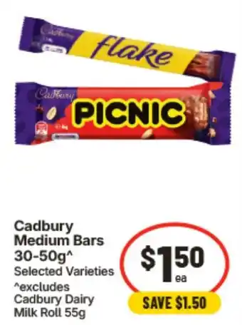 IGA Cadbury Medium Bars offer