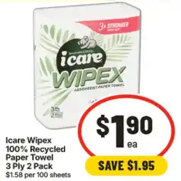 IGA Icare Wipex 100% Recycled Paper Towel 3 Ply offer