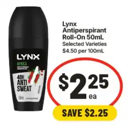 IGA Lynx Antiperspirant Roll On offer