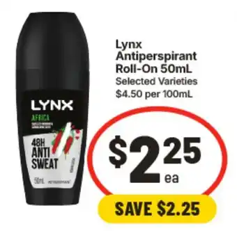 IGA Lynx Antiperspirant Roll On offer