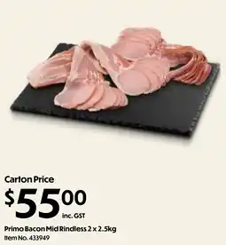 Campbells Wholesale Primo Bacon Mid Rindless offer