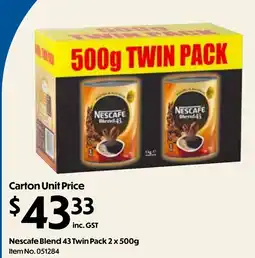 Campbells Wholesale Nescafe Blend 43 Twin Pack offer