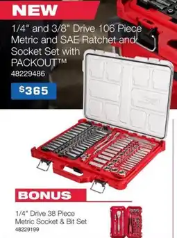 Burson Auto Parts 1/4 and 3/8 drive 106 piece metric and sae ratchet and socket set with packout offer