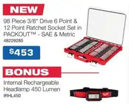 Burson Auto Parts 98 piece 3/8 drive 6 point & 12 point ratchet socket set in packouttm sae & metric offer
