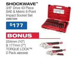 Burson Auto Parts Shockwave 3/8 drive 43 piece sae & metric 6 point impact socket set offer
