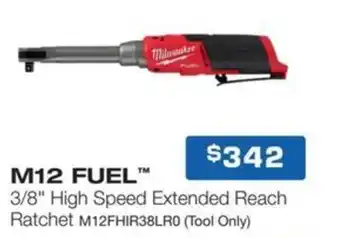 M12 fuel 3/8 high speed extended reach ratchet m12fhir38lro