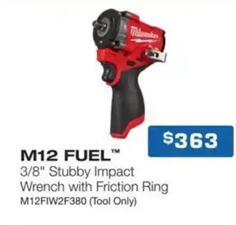 M12 fuel 3/8 stubby impact wrench with friction ring m12fiw2f380