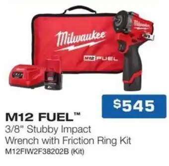 M12 fuel 3/8 stubby impact wrench with friction ring kit m12fiw2f38202b