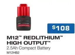 Burson Auto Parts M12 redlithium high output 2.5ah compact battery offer