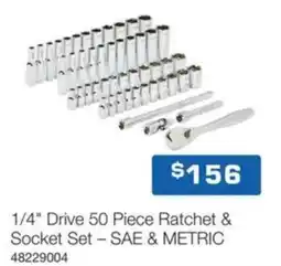 Burson Auto Parts 1/4 Drive 50 Piece Ratchet & Socket Set SAE & METRIC 48229004 offer