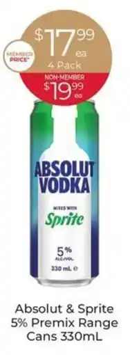 Porters Absolut & Sprite 5% Premix Range Cans offer