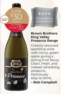 Porters Brown Brothers King Valley Prosecco Range offer