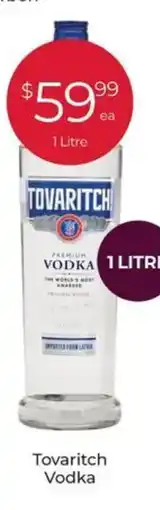 Porters Tovaritch Vodka offer