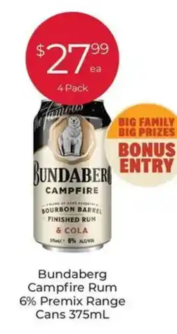 Porters Bundaberg Campfire Rum 6% Premix Range Cans offer