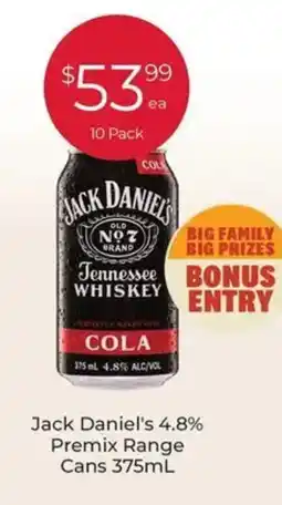 Porters Jack Daniels 4.8% Premix Range Cans offer