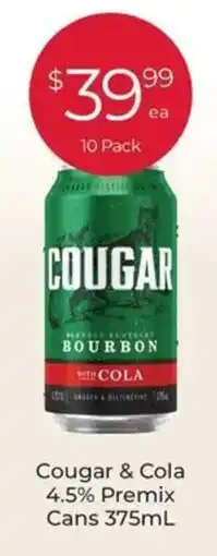 Porters Cougar & Cola 4.5% Premix Cans offer