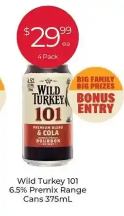 Porters Wild Turkey 101 6.5% Premix Range Cans offer