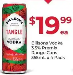 Porters Billsons Vodka 3.5% Premix Range Cans offer