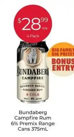 Porters Bundaberg Campfire Rum 6% Premix Range Cans offer