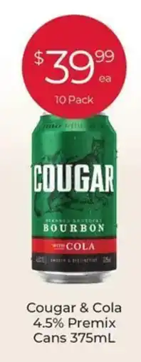 Porters Cougar & Cola 4.5% Premix Cans offer