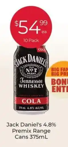 Porters Jack Daniels 4.8% Premix Range Cans offer