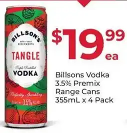 Porters Billsons Vodka 3.5% Premix Range Cans offer