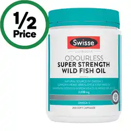 Woolworths Swisse Ultiboost Odourless Super Strength Wild Fish Oil 2000mg Capsules offer