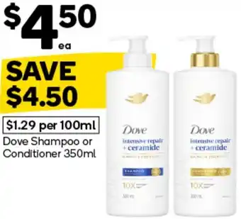 Woolworths Dove Shampoo or Conditioner offer