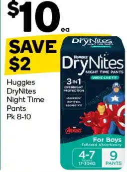 Woolworths Huggies DryNites Night Time Pants-10 offer