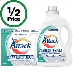 Woolworths Biozet Attack Plus Laundry Liquid 2 Litre or Powder 2 kg offer