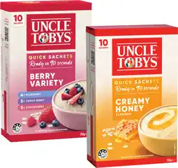 Coles Uncle Tobys Quick Oats Sachets-350g offer