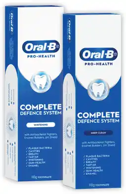 Coles Oral B Pro Health Advanced Deep Clean or Whitening Toothpaste 110g offer
