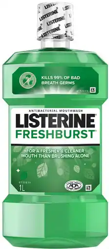 Coles Listerine Freshburst or Freshburst Zero Mouthwash 1 Litre offer