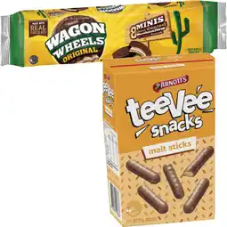 Coles Arnott's TeeVee Snacks or Wagon Wheels 175g-190g offer