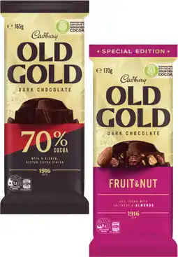 Coles Cadbury Old Gold Block Chocolate-180g offer