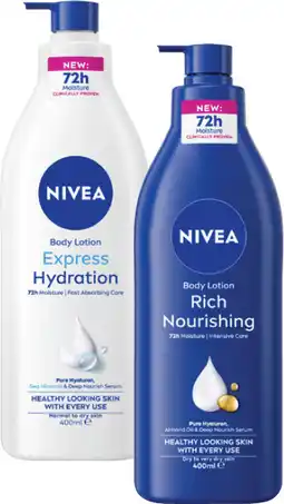 Coles Nivea Rich Nourishing or Express Hydration Body Lotion 400mL offer