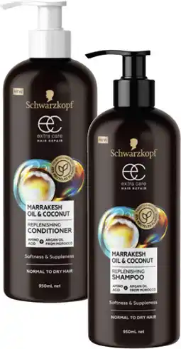 Coles Schwarzkopf Extra Care Shampoo or Conditioner 950mL offer
