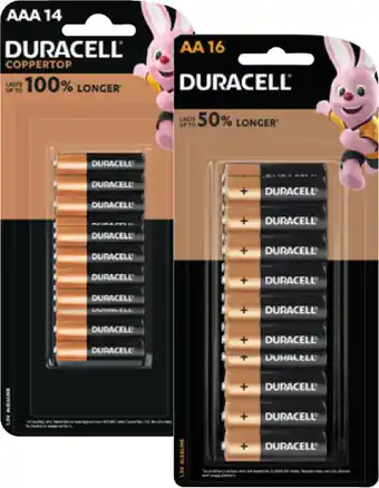 Coles Duracell Coppertop Batteries AA 16 Pack or AAA 14 Pack offer